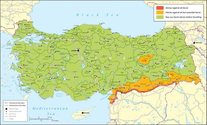 Britain tells its citizens to avoid southeastern Turkey