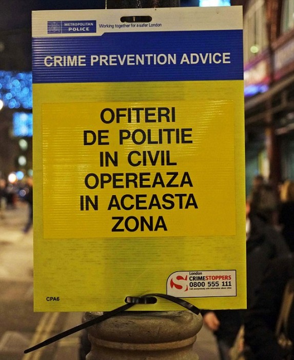 Londra polisi Rumence uyarıyor