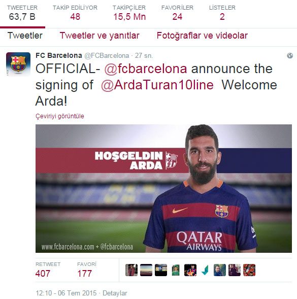 Barcelona’dan resmi açıklama: Hoşgeldin Arda