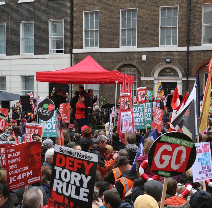 Thousands marched against Cameron by saying “Go Out!”