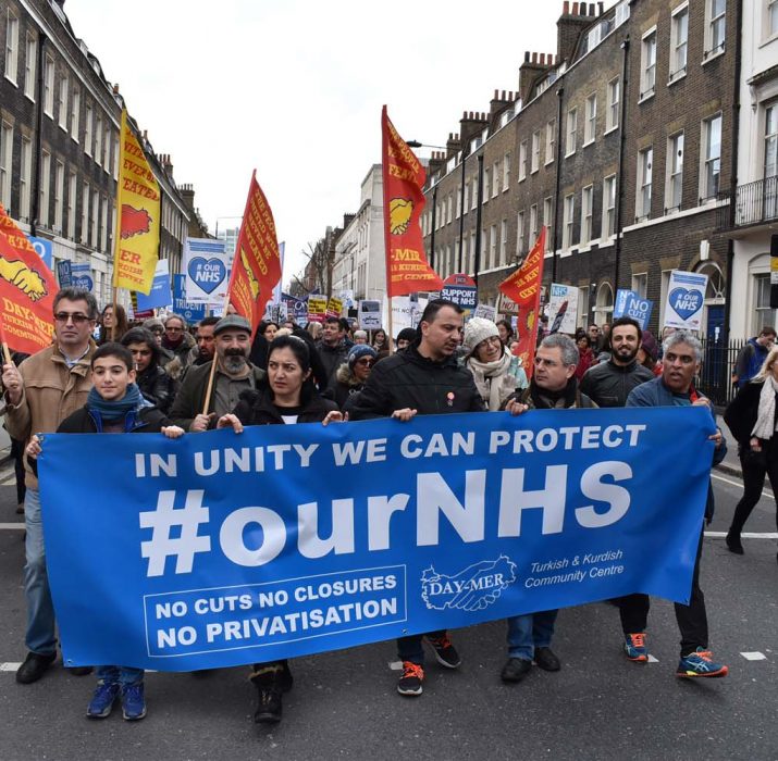 NHS cuts protested in central London