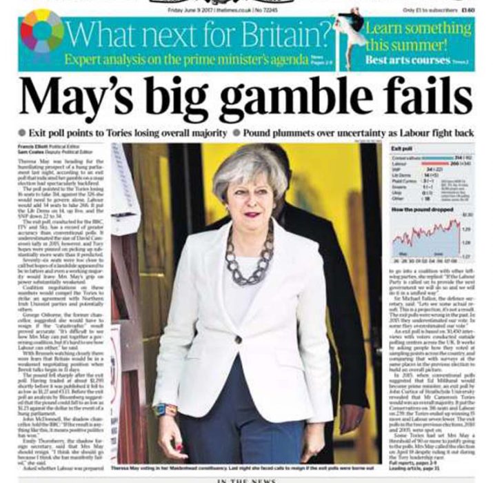 İngiliz gazetelerinde May’in seçim yenilgisi