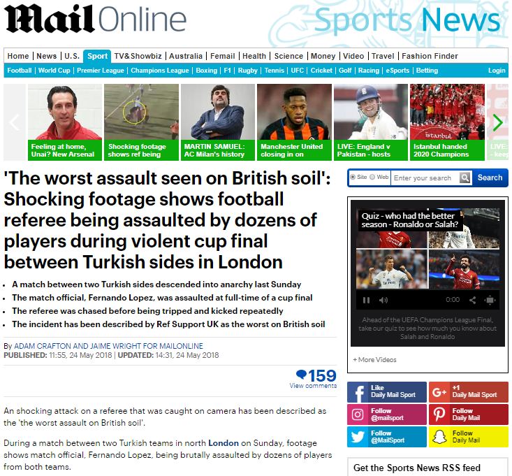 Hakeme saldıran Türk futbolcular İngiliz medyasında (VIDEO)