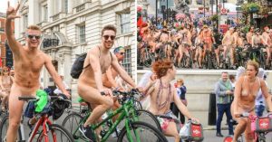 İngiltere’de binlerce kişi çıplak bisiklet sürdü