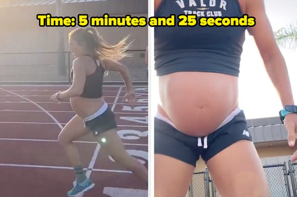 Hamileliğinin son haftasında iddia için 1,5 kilometre koştu