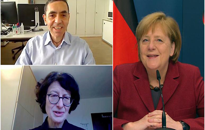Merkel, Uğur Şahin ve Özlem Türeci ile görüştü: Sizinle gurur duyuyoruz