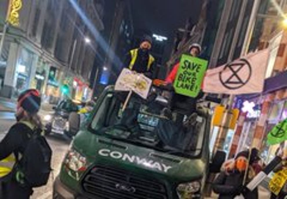 Extinction Rebellion protest removal of cycle lane in west London