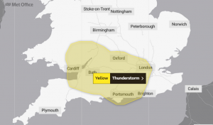 Weather warning issued for London with thunderstorms expected and risk of flooding