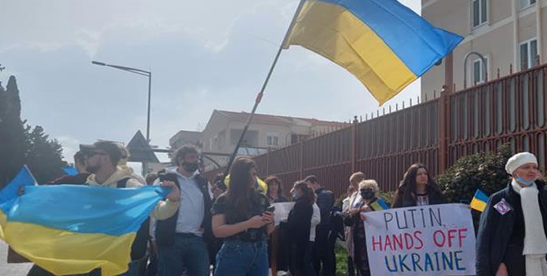 Güney Lefkoşa’da Ukraynalılar gösteri yaptı