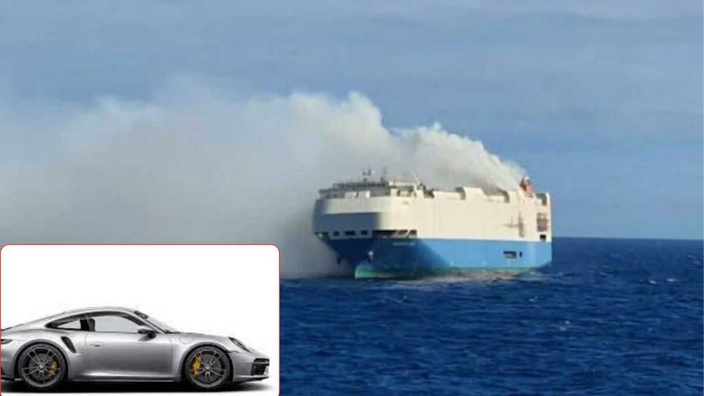 1100 adet Porsche taşıyan gemi yanıyor