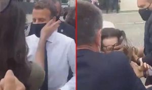 Fransa Cumhurbaşkanı Macron, kadın bir protestocudan tokat yedi
