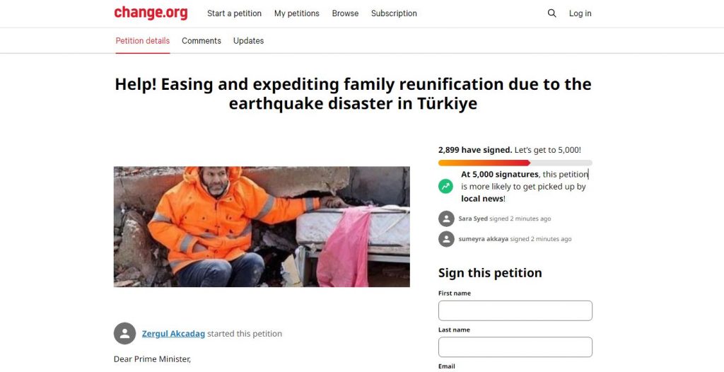 Petition calls for UK’s help to reunify families affected by earthquakes
