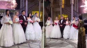 Türkmenistan’da yaşayan bir adam aynı anda 4 kadınla evlendi